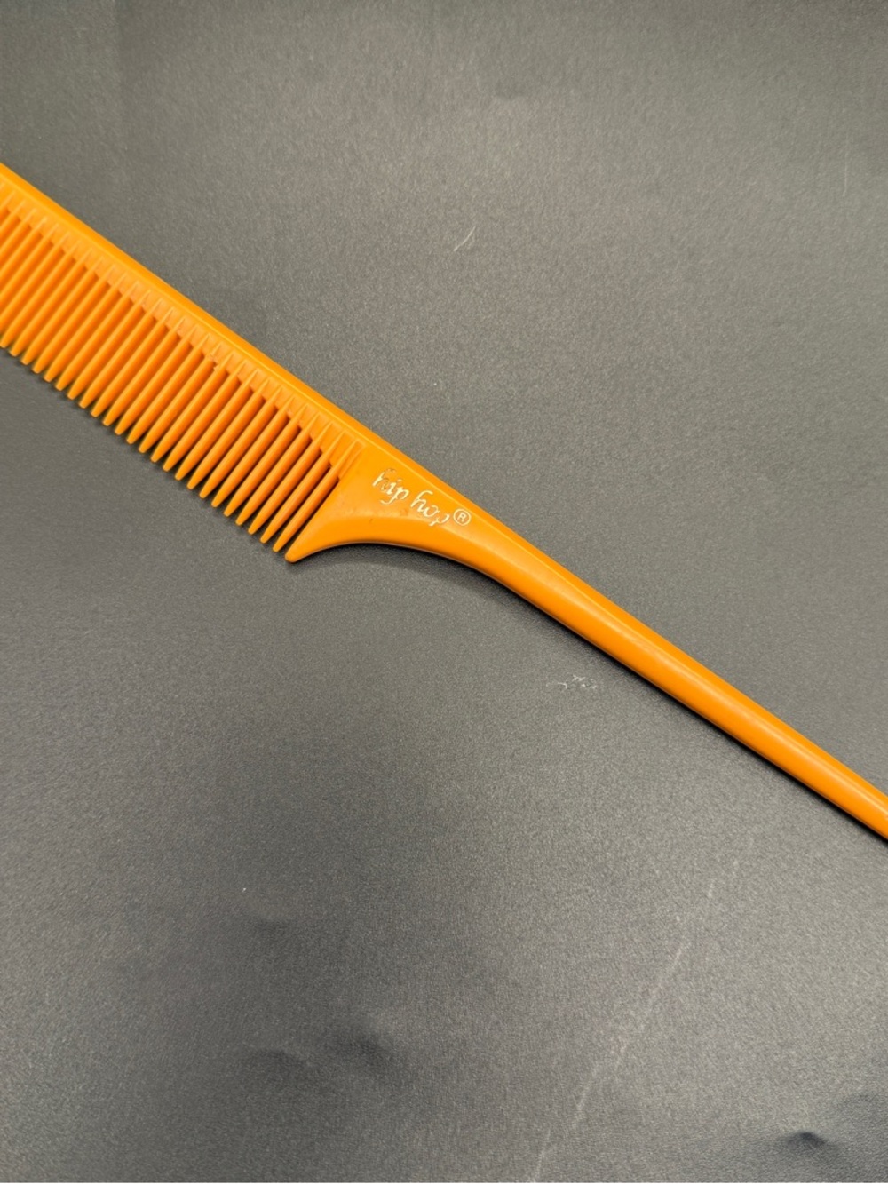 Long Tapered Rat Tail Pointed Hair Comb “Hip Hop” Orange Fine Tooth 9 1/8